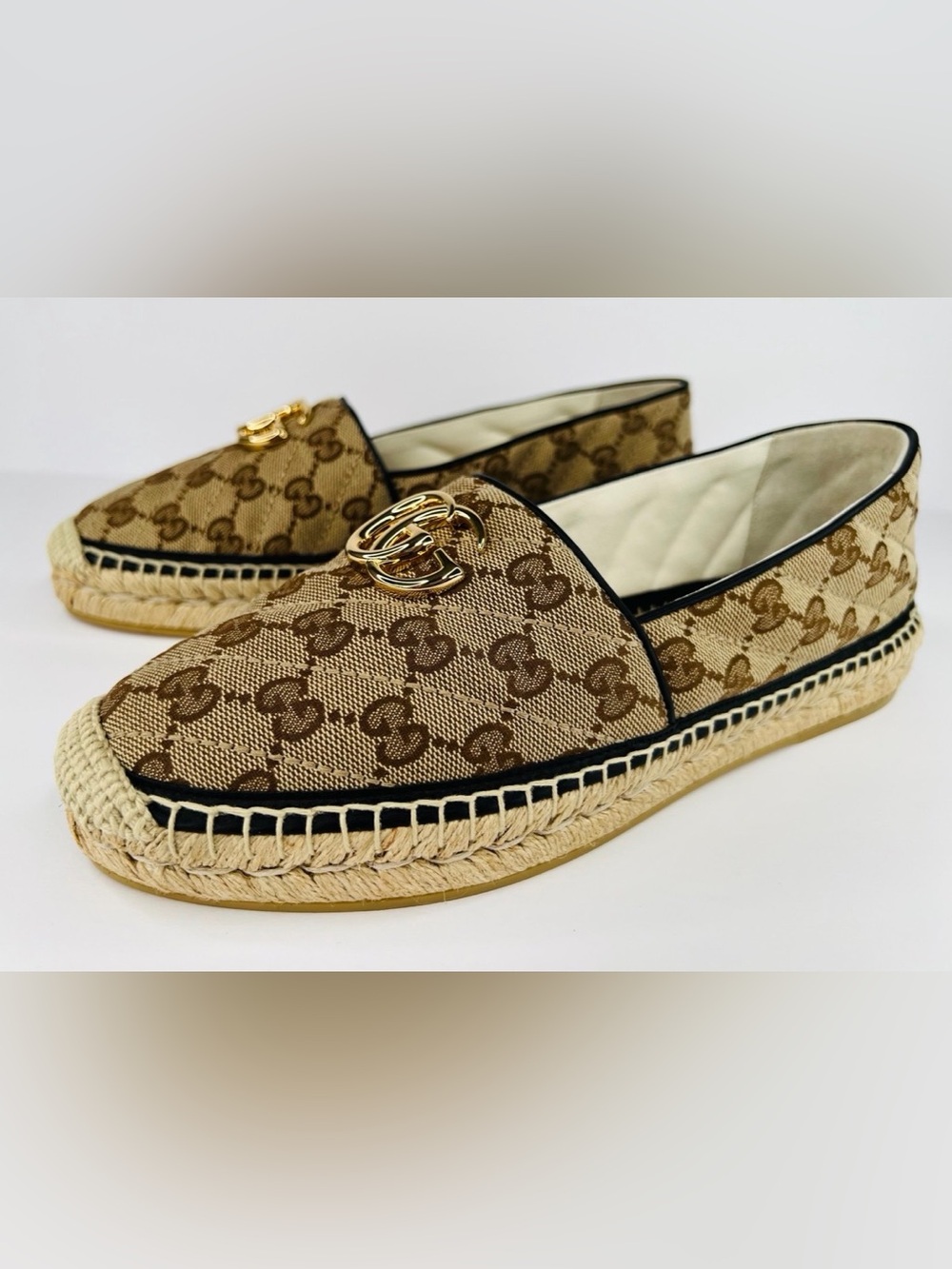 GUCCI Pilar GG Monogram Supreme Canvas Espadrille Logo Flat Loafers EU 40.5 - Picture 10 of 10